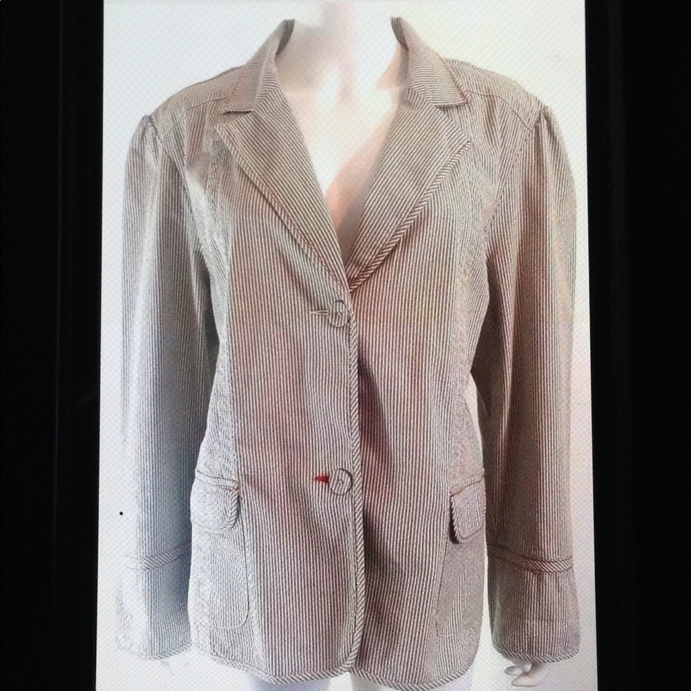 💋Chico's Pinstripe Cotton Button Career Blazer